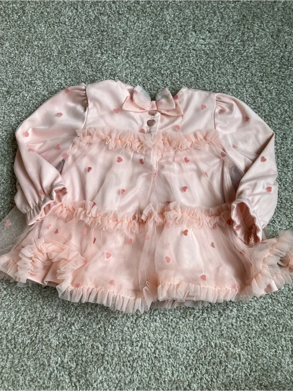 Cupcakes and Cashmere Baby/Toddler Pink Heart Tulle Bow Dress Top